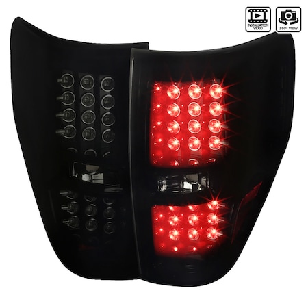 Spec-D Tuning 09-12 Ford F150 LED Tail Light Glossy Black Housing With Smoke Lens LT-F15009BBLED-TM